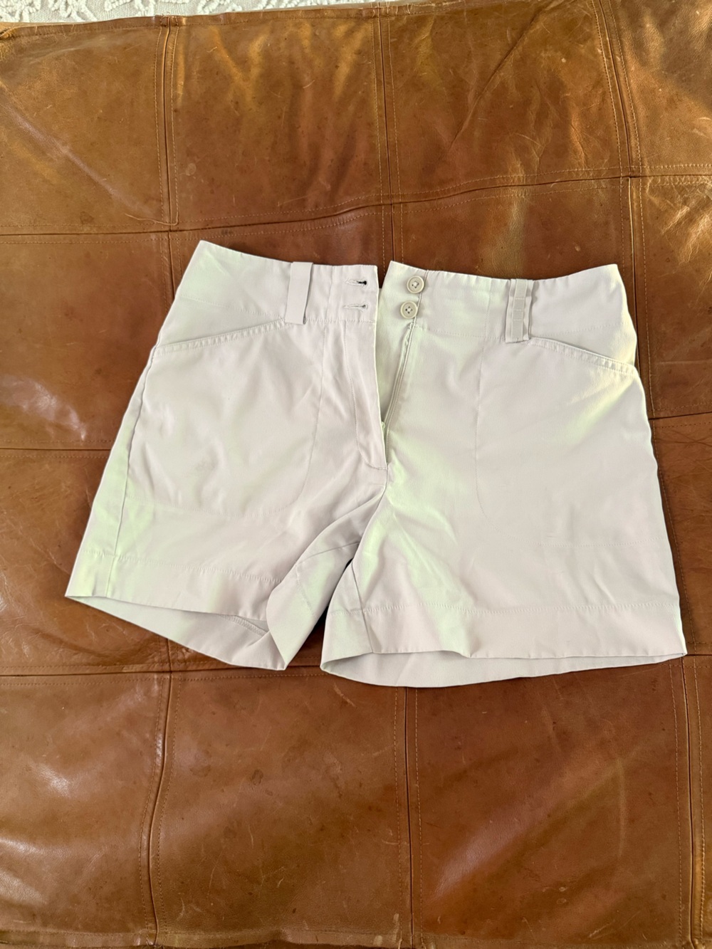 Nike Cream High-Waist Athletic Shorts
